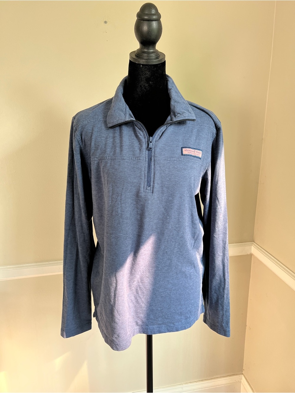 Vineyard Vines Navy Logo Quarter-Zip Pullover